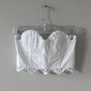 LPA White Eyelet Lace Bandeau Corset Top